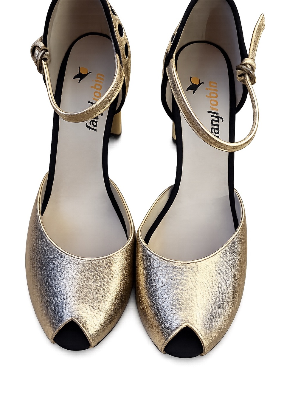Farylrobin Silver Open-Toe Ankle Strap Heels
